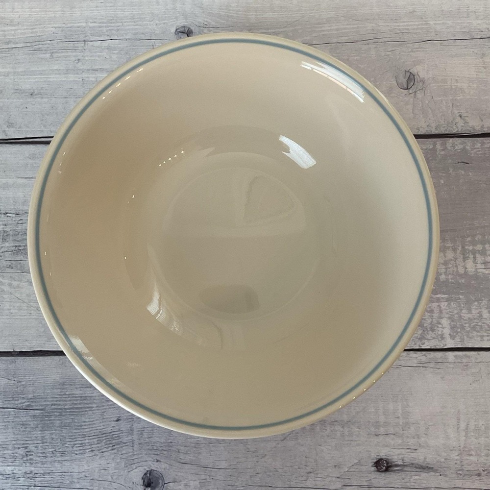 Corelle Corning Serving Vegetable Bowl 8.5" Sandstone Almond Blue Stripe Rim #1